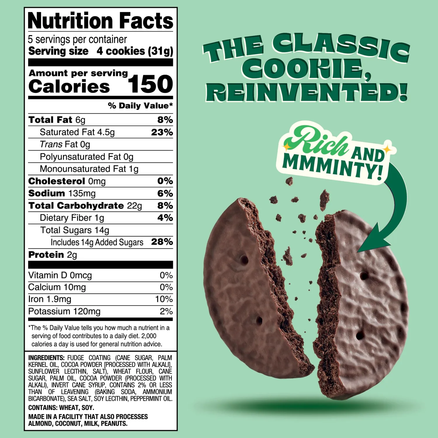 Back to Nature Fudge Mint Cookies - Vegan, Non-GMO, Made with Wheat Flour, Delicious & Quality Snacks, 5.5 Ounce