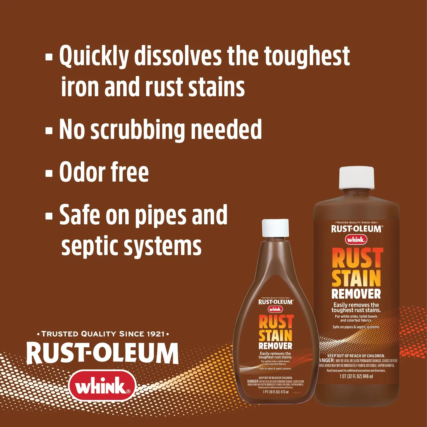 Rust-Oleum Whink Rust Stain Remover | Heavy-Duty Iron Stain Remover for White Toilets & Sinks, Colorfast Fabric & Carpets | 32 oz