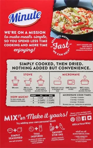 Minute White Rice, Instant White Rice for Quick Dinner Meals, 28-Ounce Box