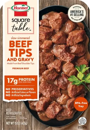 Hormel Square Table Slow Simmered Beef Tips & Gravy Refrigerated Entree, 15 Oz.