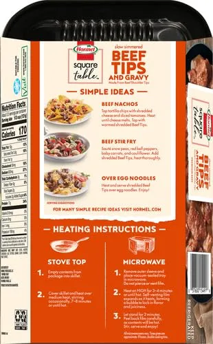 Hormel Square Table Slow Simmered Beef Tips & Gravy Refrigerated Entree, 15 Oz.