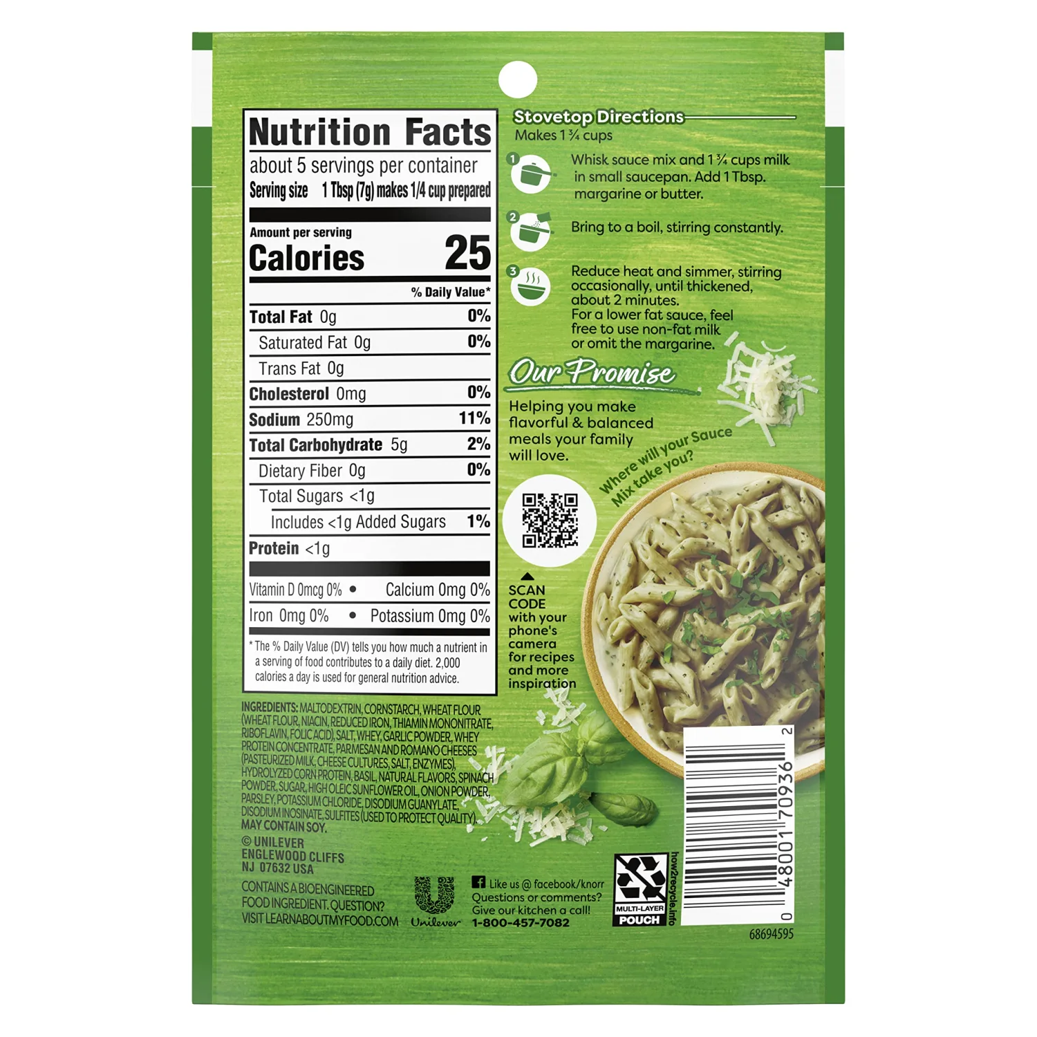 Knorr Sauce Mix Creamy Pesto Pasta Sauce For Simple Meals and Sides No Artificial Flavors, No Added MSG 1.2 oz