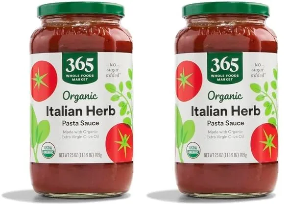 365 by Whole Foods Market, Organic Italian Herb Pasta Sauce, 25 Ounce (Pack of 2)