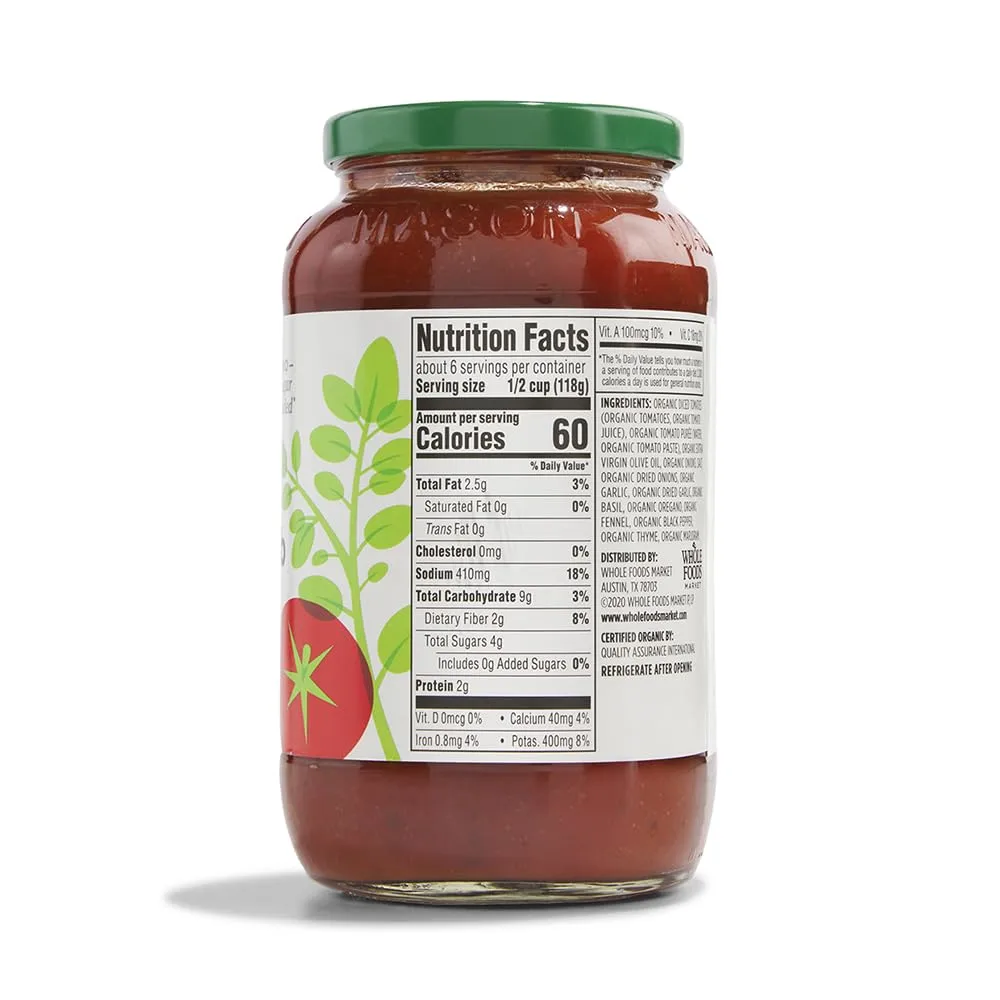 365 by Whole Foods Market, Organic Italian Herb Pasta Sauce, 25 Ounce (Pack of 2)
