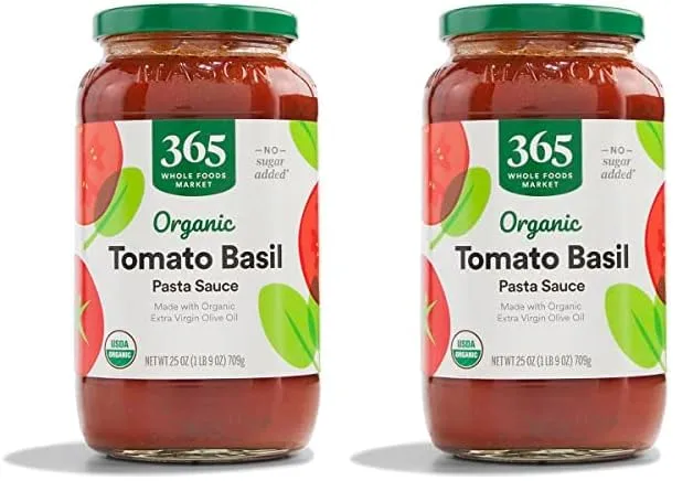 365 by Whole Foods Market, Organic Tomato Basil Pasta Sauce, 25 Ounce (Pack of 2)