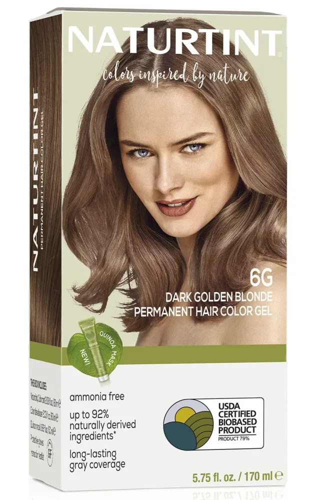 Naturtint 6G Dark Golden Blonde Permanent Hair Color (Pack of 1), Ammonia Free, Vegan, Cruelty Free, up to 100% Gray Coverage, Long Lasting Results (Packaging may vary)
