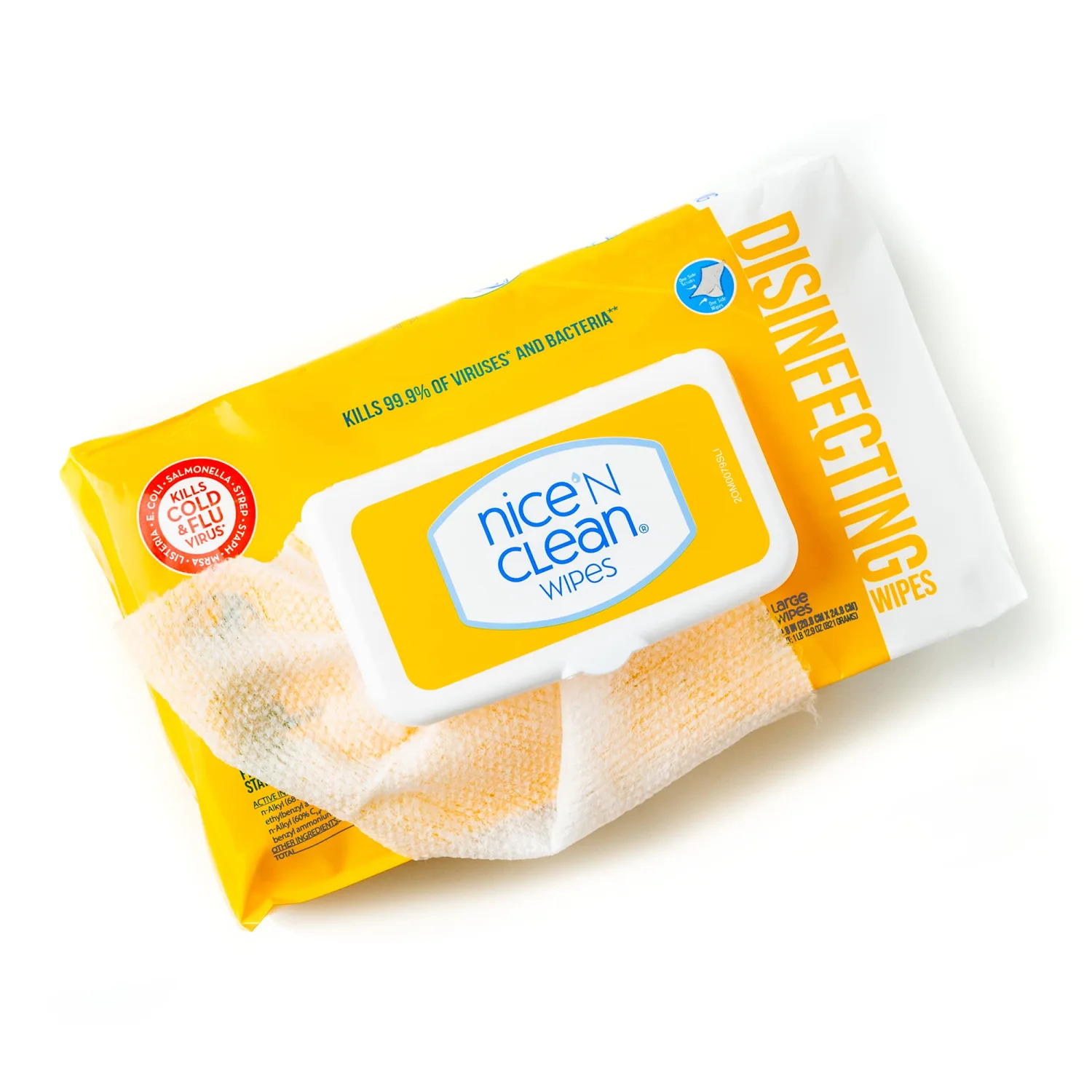 Nice 'N Clean Disinfecting Surface Wipes 72ct | Cleans & Disinfects Home & Kitchen Surfaces | Lemon Scent