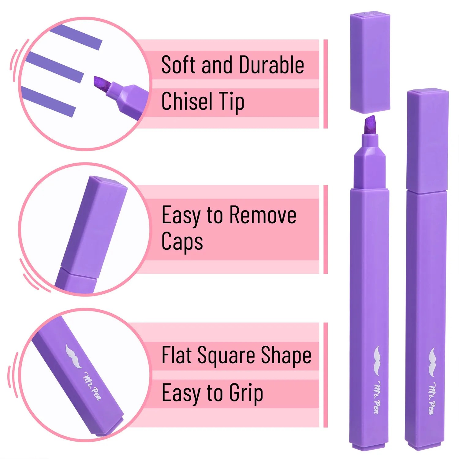 Mr. Pen- Aesthetic Highlighters, 8 pcs, Chisel Tip, Vibrant Colors, Fluorescent Highlighters Assorted Colors, Bible Highlighters and Pens No Bleed, No Bleed Highlighters for Bible Pages No Bleed