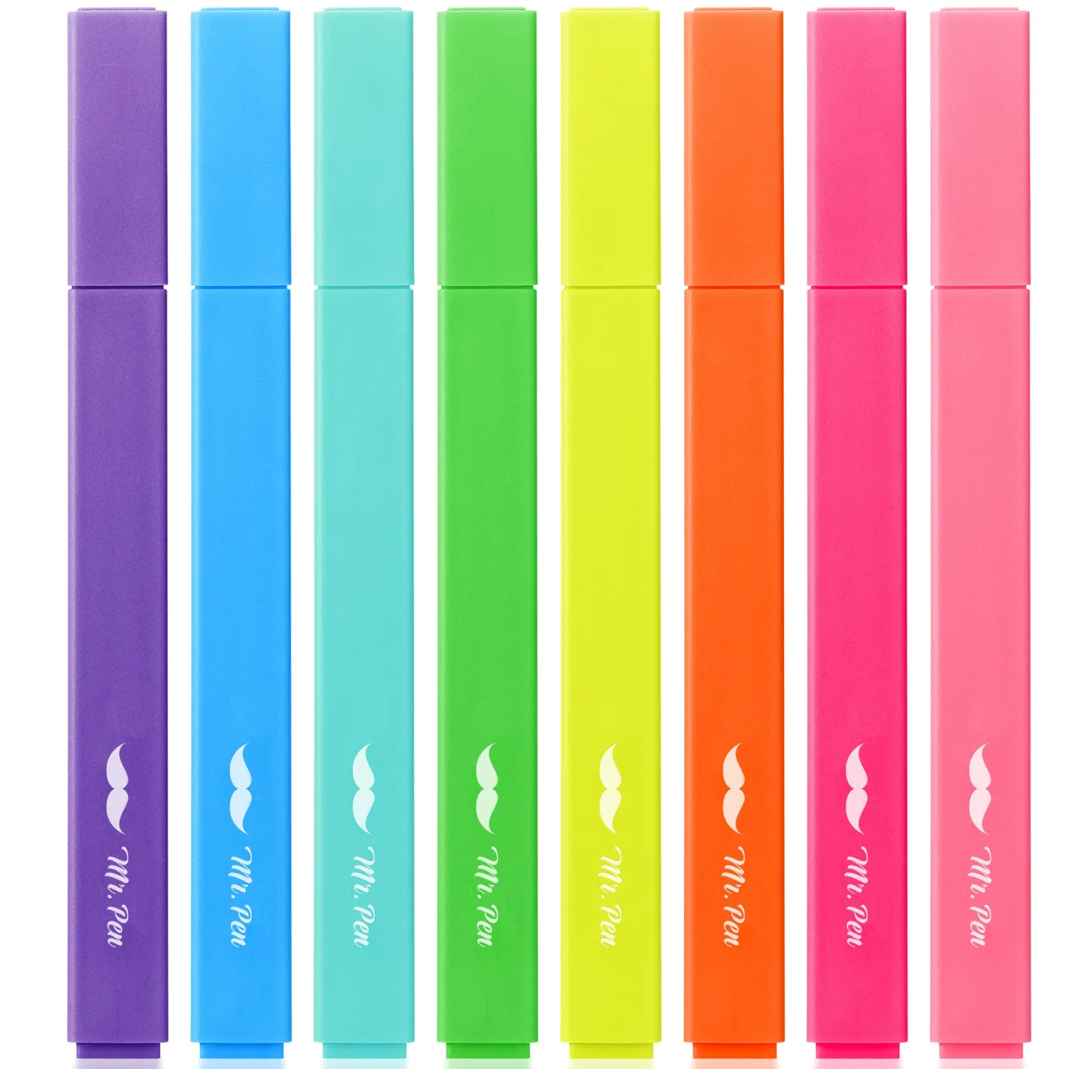 Mr. Pen- Aesthetic Highlighters, 8 pcs, Chisel Tip, Vibrant Colors, Fluorescent Highlighters Assorted Colors, Bible Highlighters and Pens No Bleed, No Bleed Highlighters for Bible Pages No Bleed