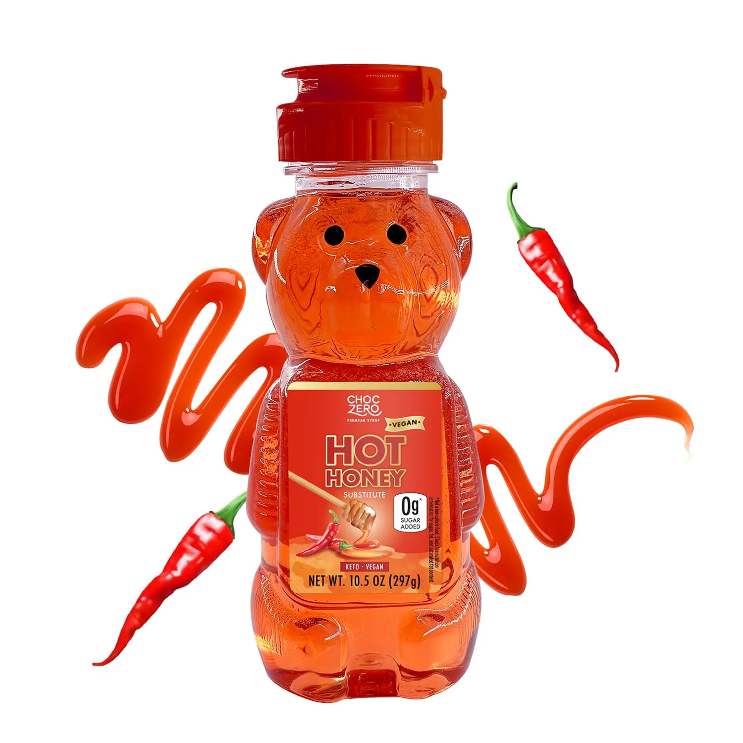 ChocZero Hot Honey, Sugar Free Spicy Honey, New Recipe, Keto, Vegan, All Natural, Infused with Red Chili Peppers, 10.5 Ounce (Pack of 1)
