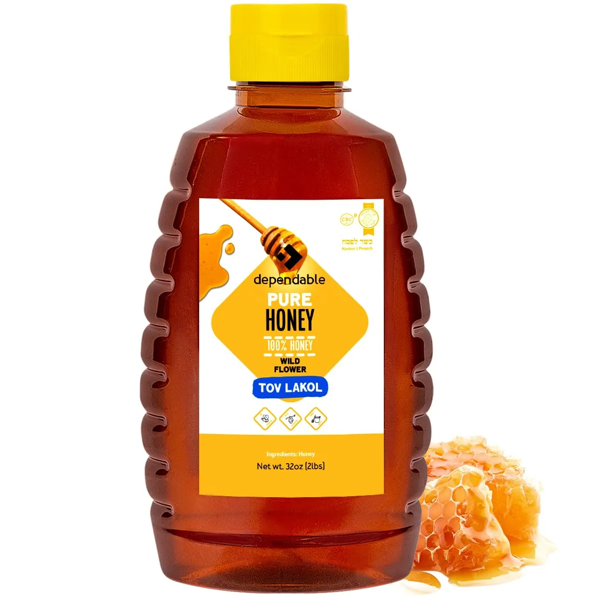 Dependable Food Raw Honey - 32 oz. Squeeze Bottle - 100% Pure, Raw, All Natural, Wildflower Honey - Hive to Bottle