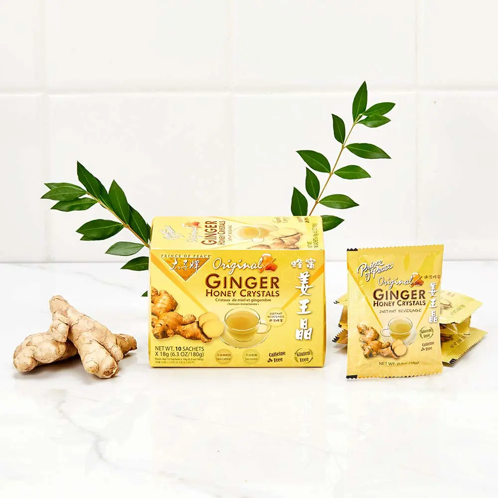 Prince of Peace Instant Ginger Honey Crystals, 2 Packs of 10 Sachets – Instant Hot or Cold Beverage – Easy to Brew Ginger and Honey Crystals