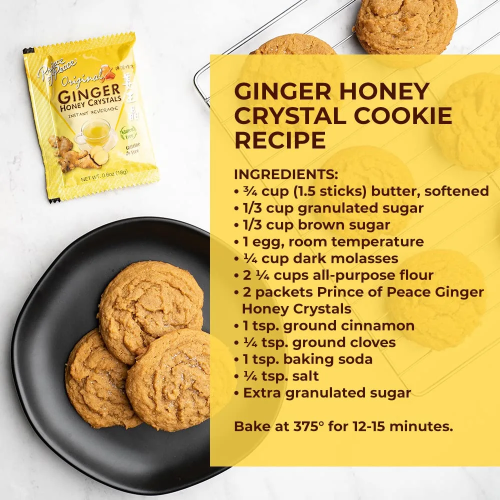 Prince of Peace Instant Ginger Honey Crystals, 10 Sachets – Instant Hot or Cold Beverage – Easy to Brew Ginger and Honey Crystals