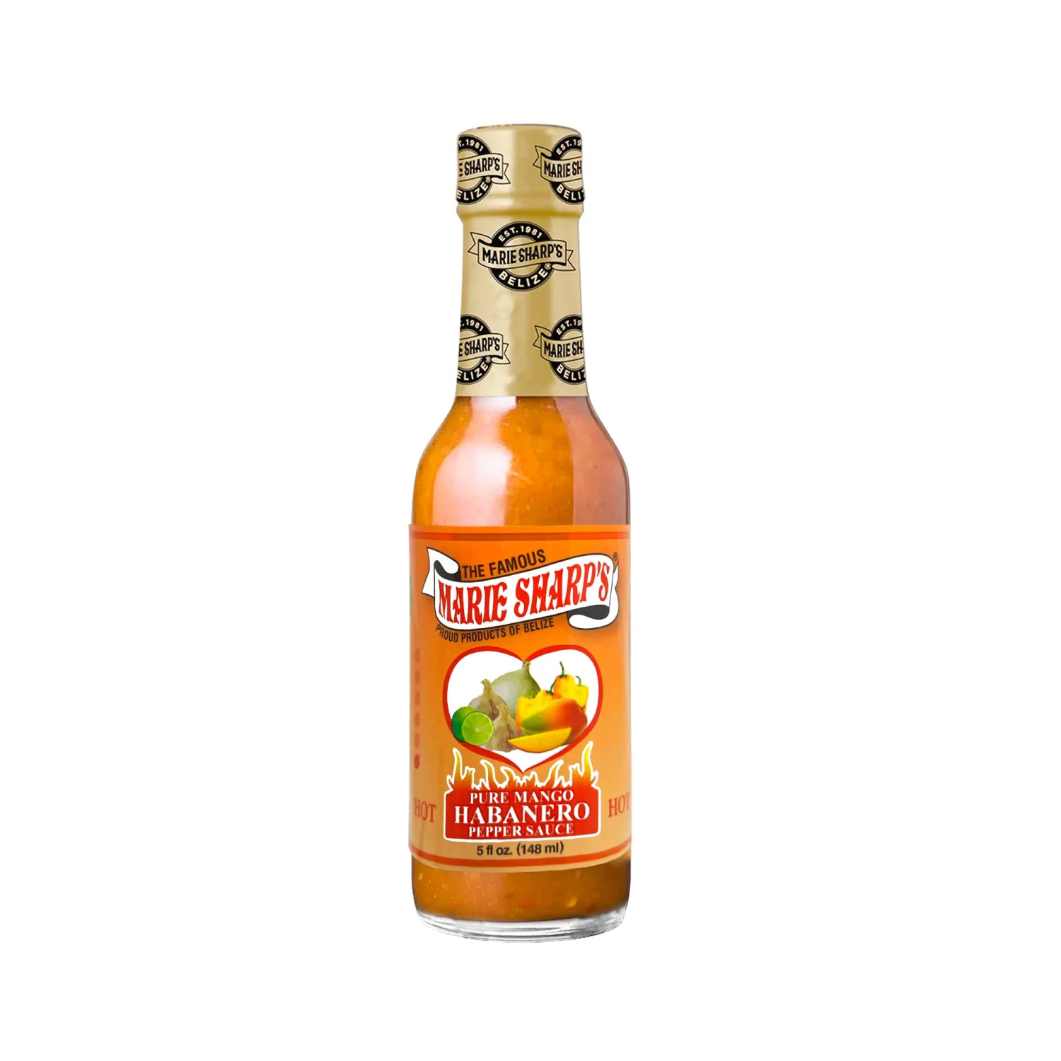 Marie Sharp's Pure Mango Habanero Pepper Sauce, 5 oz