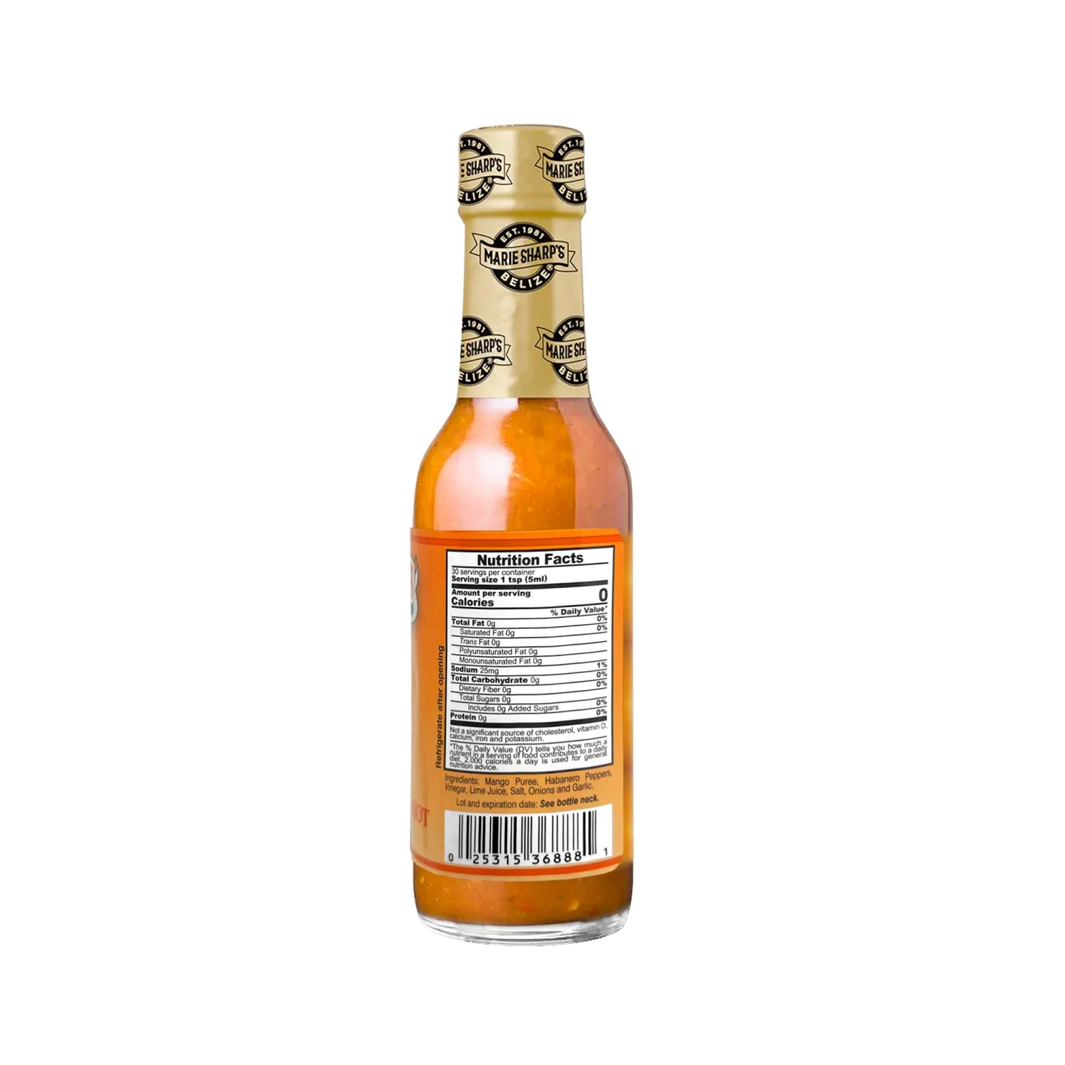 Marie Sharp's Pure Mango Habanero Pepper Sauce, 5 oz