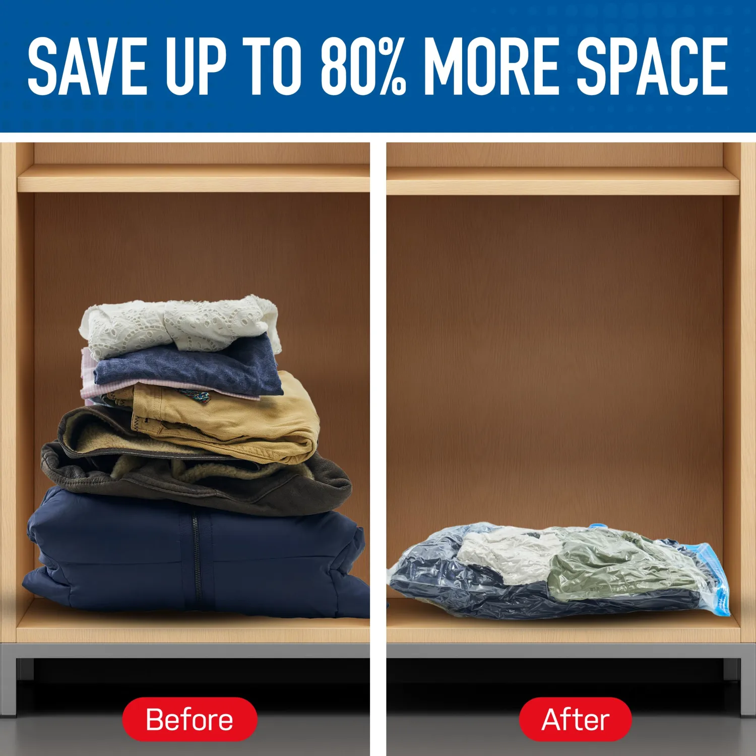 Spacesaver Vacuum Storage Bags (Large 3 Pack) Save 80% on Clothes Storage Space - Vacuum Sealer Bags for Comforters, Blankets, Bedding, Clothing - Compression Seal for Closet Storage. Pump for Travel.
