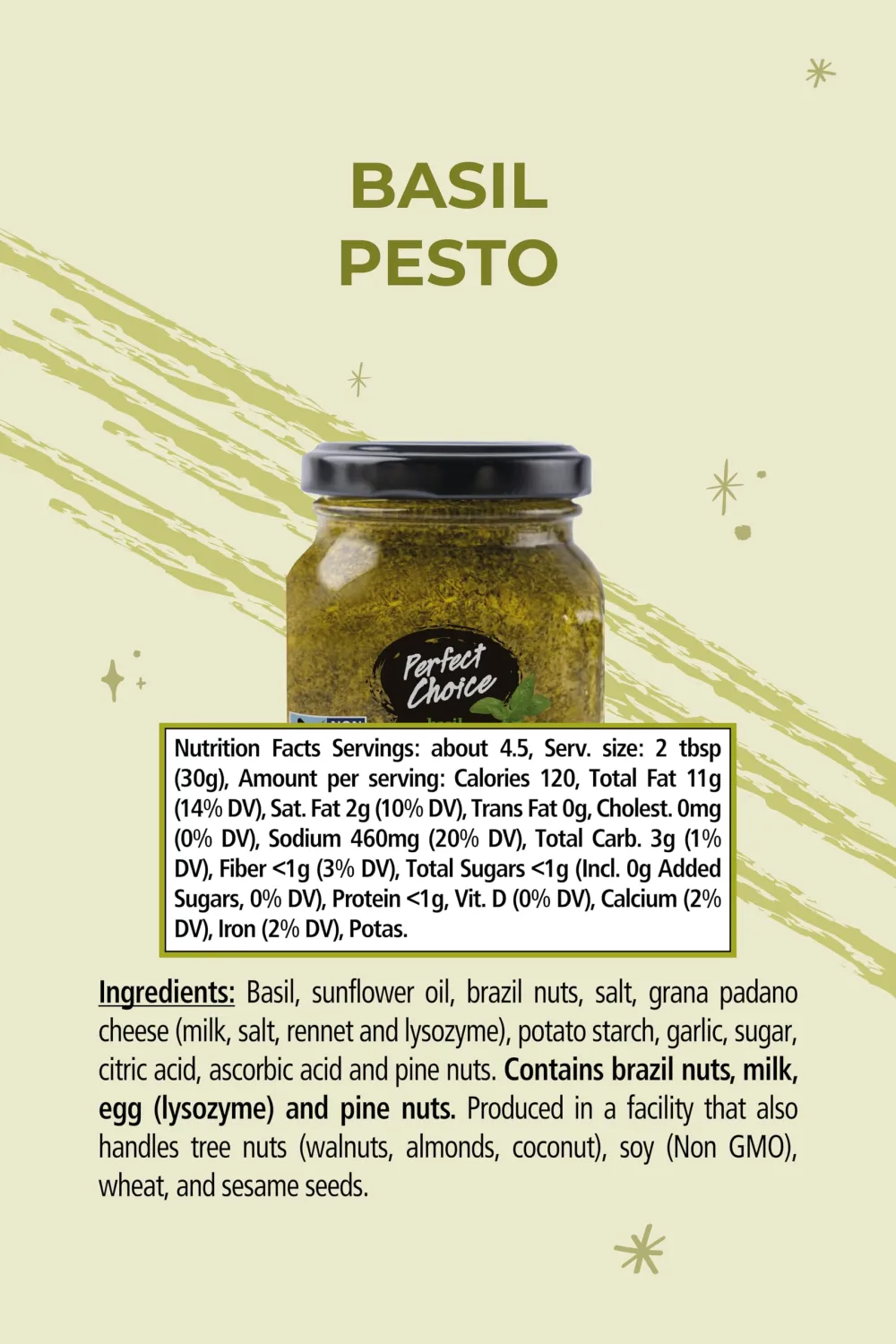 Perfect Choice Basil Pesto - Delicious Pasta Sauce, Pizza Sauce & More - 4.9 oz (Pack of 3)
