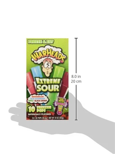 Warheads Extreme Sour Freezer Pops Freeze and Eat 10 Pops Pack of 2 (20 Pops Total)