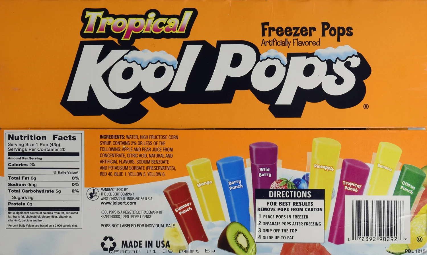 Kool Pops Tropical Freezer Pops 20 Pops - Pack of 2