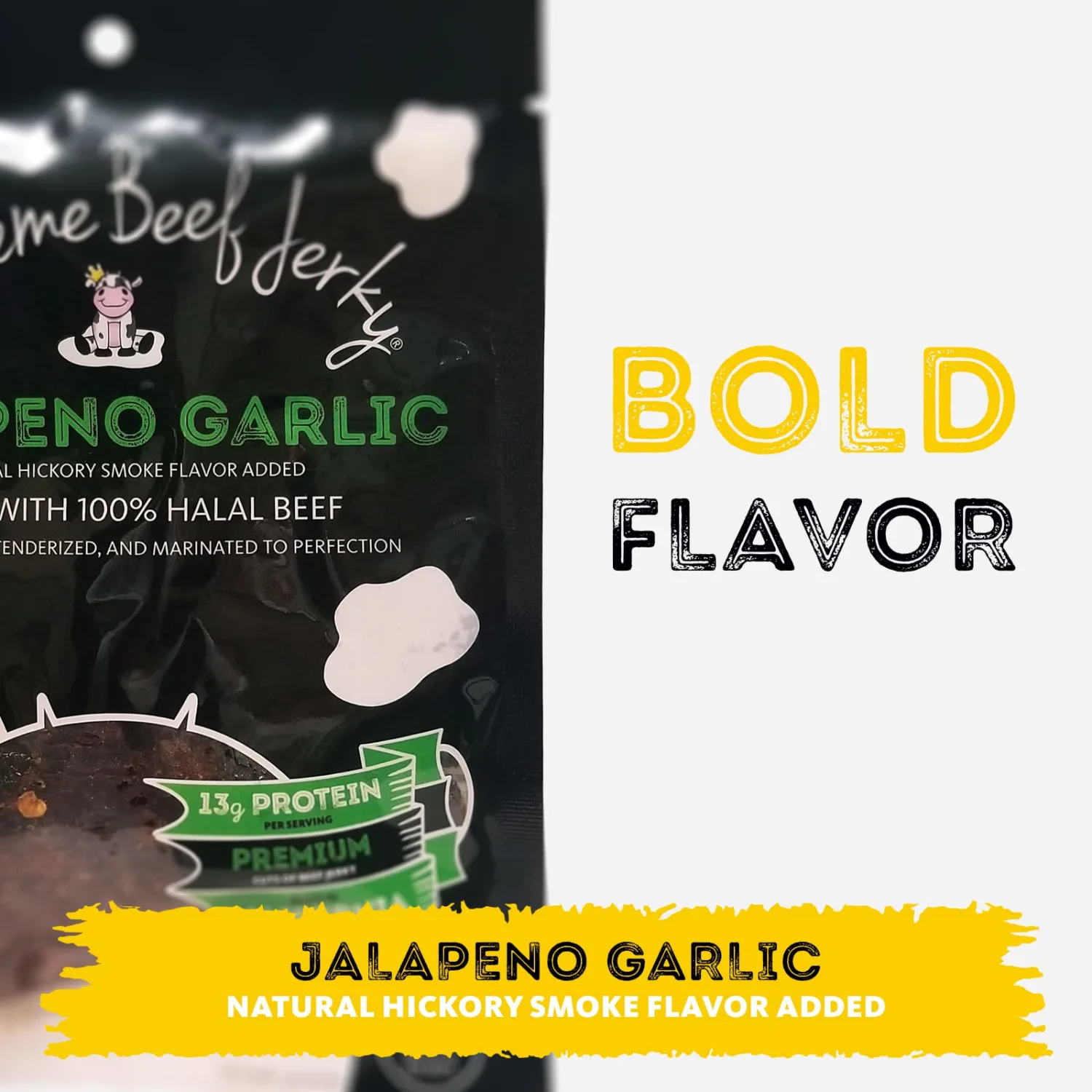 Supreme Beef Jerky, Halal Beef Jerky, Zabiha Halal Certified Beef, Handcrafted Gourmet Meat Snacks, 2.5 oz Jalapeno Garlic, 2.5 Ounce, Pack of 1
