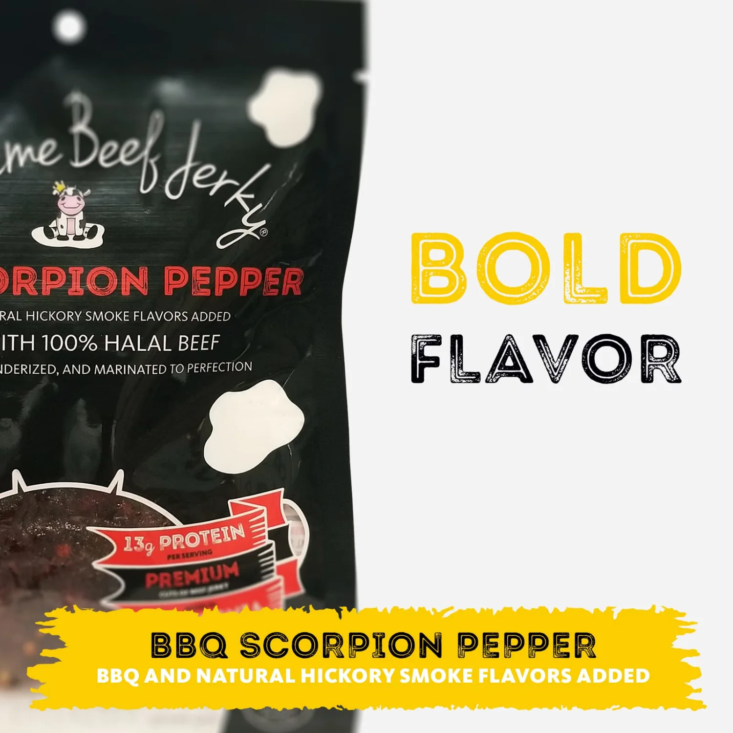 Supreme Beef Jerky, Halal Beef Jerky, Zabiha Halal Certified Beef, Handcrafted Gourmet Meat Snacks, 2.5 oz BBQ Scorpion Pepper, 2.5 Ounce, Pack of 1