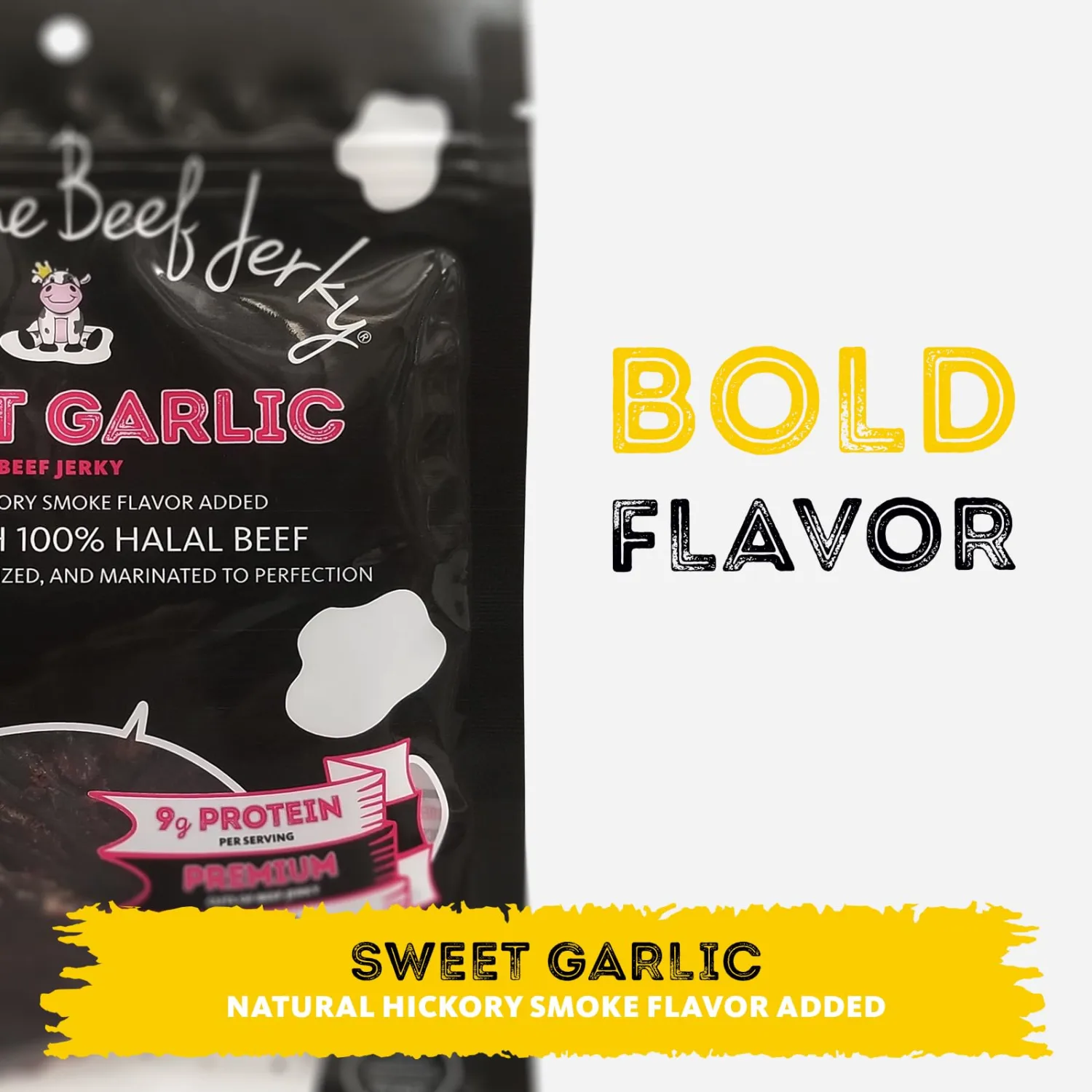 Supreme Beef Jerky, Halal Beef Jerky, Zabiha Halal Certified Beef, Handcrafted Gourmet Meat Snacks, 2.5 oz Sweet Garlic, 2.5 Ounce, Pack of 1