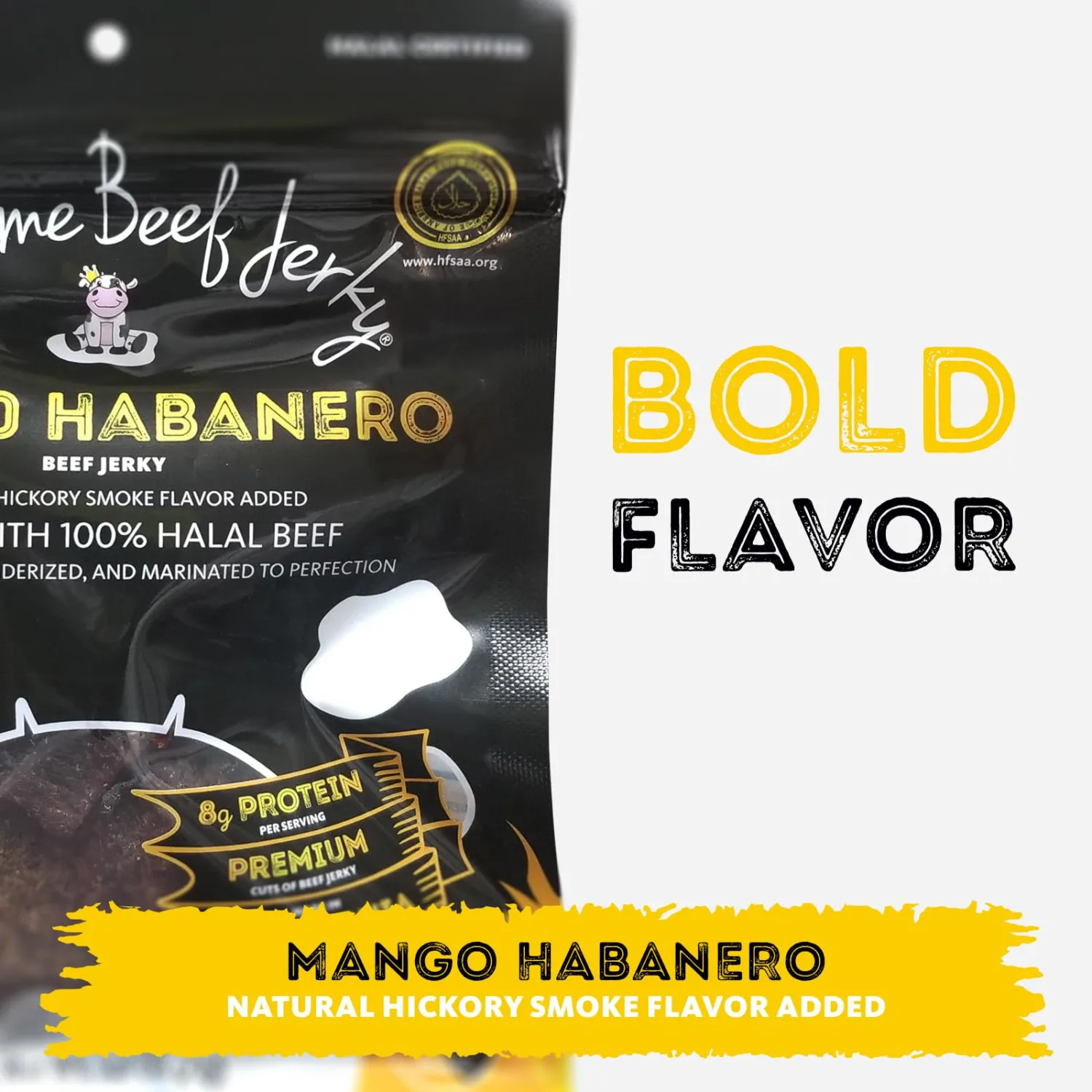 Supreme Beef Jerky, Halal Beef Jerky, Zabiha Halal Certified Beef, Handcrafted Gourmet Meat Snacks, 2.5 oz Mango Habanero, 2.5 Ounce, Pack of 1