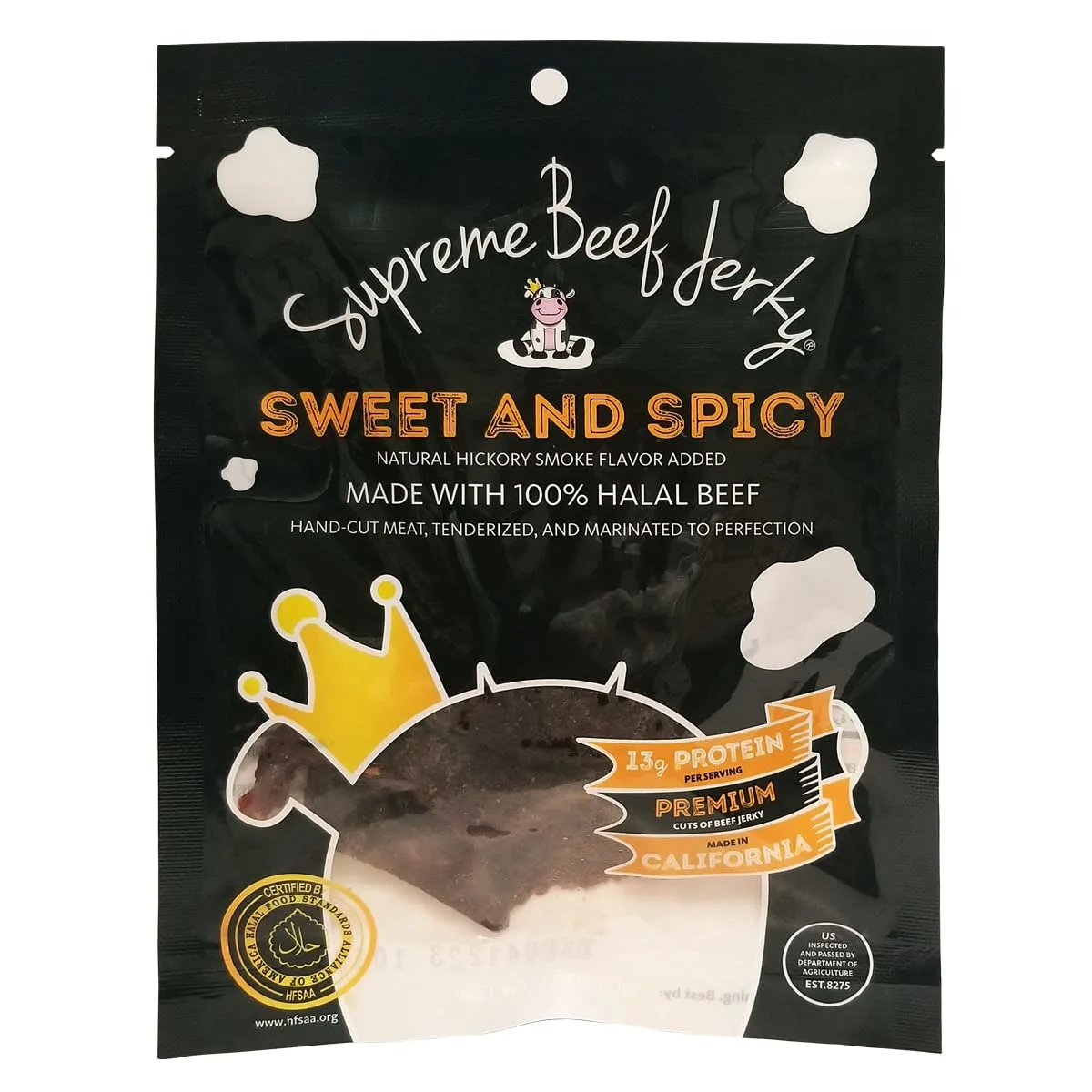 Supreme Beef Jerky, Halal Beef Jerky, Zabiha Halal Certified Jerky, Handcrafted Gourmet Meat Snacks, 2.5 oz (Sweet & Spicy) Brown