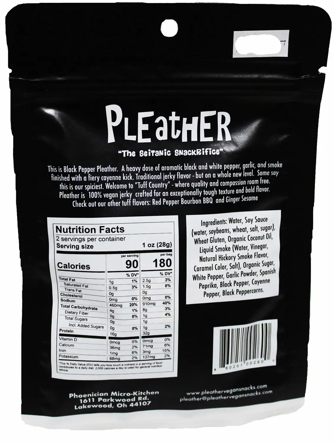 Black Pepper Vegan Jerky - Bold, Traditional Extra Tough Texture - Hand Made