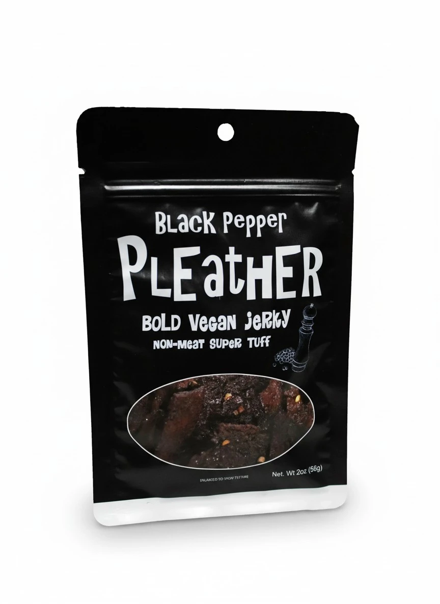 Black Pepper Vegan Jerky - Bold, Traditional Extra Tough Texture - Hand Made