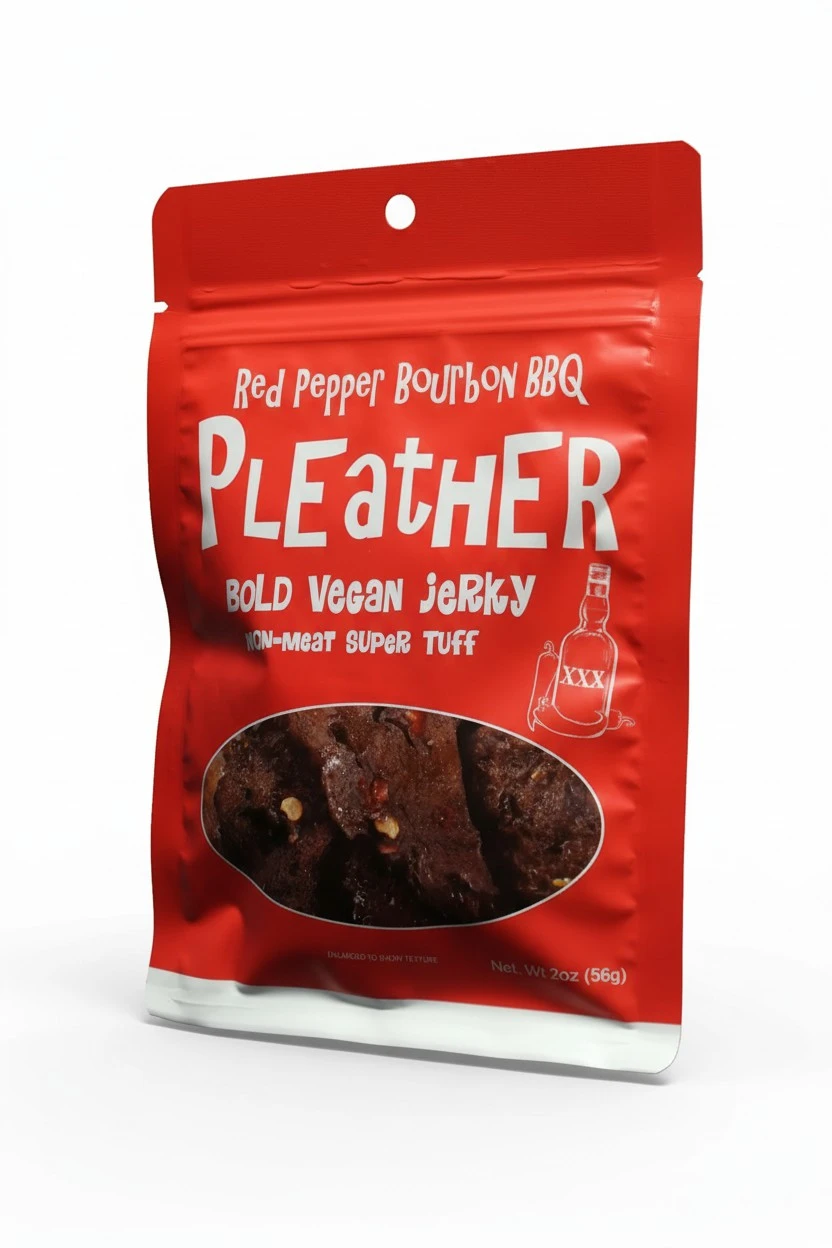 Red Pepper Bourbon BBQ Vegan Jerky - Bold BBQ Flavor - Made with Real Bourbon - Hand Made