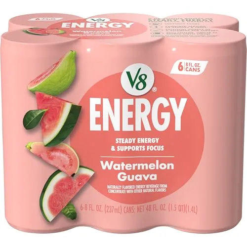 V8 Energy Watermelon Guava Energy Drink, 8 fl oz Can (6 Pack)