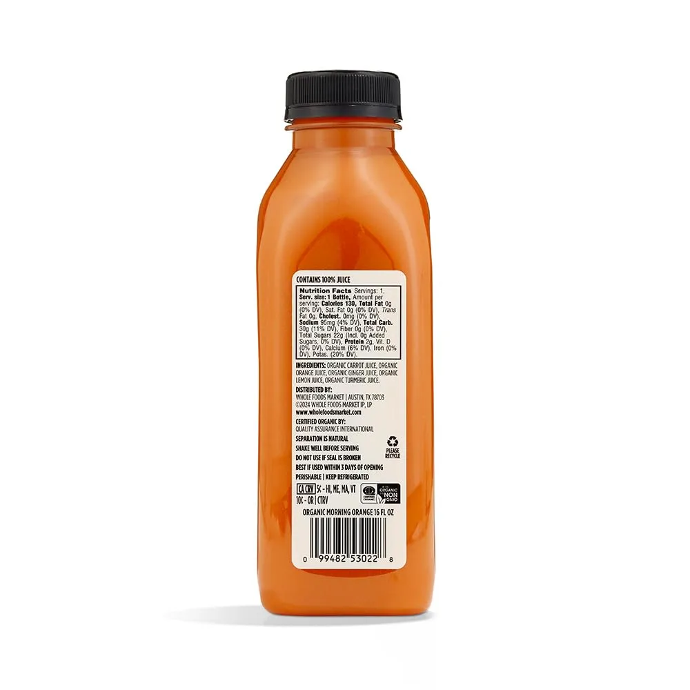 WHOLE FOODS MARKET Organic Morning Orange Juice, 16 FZ