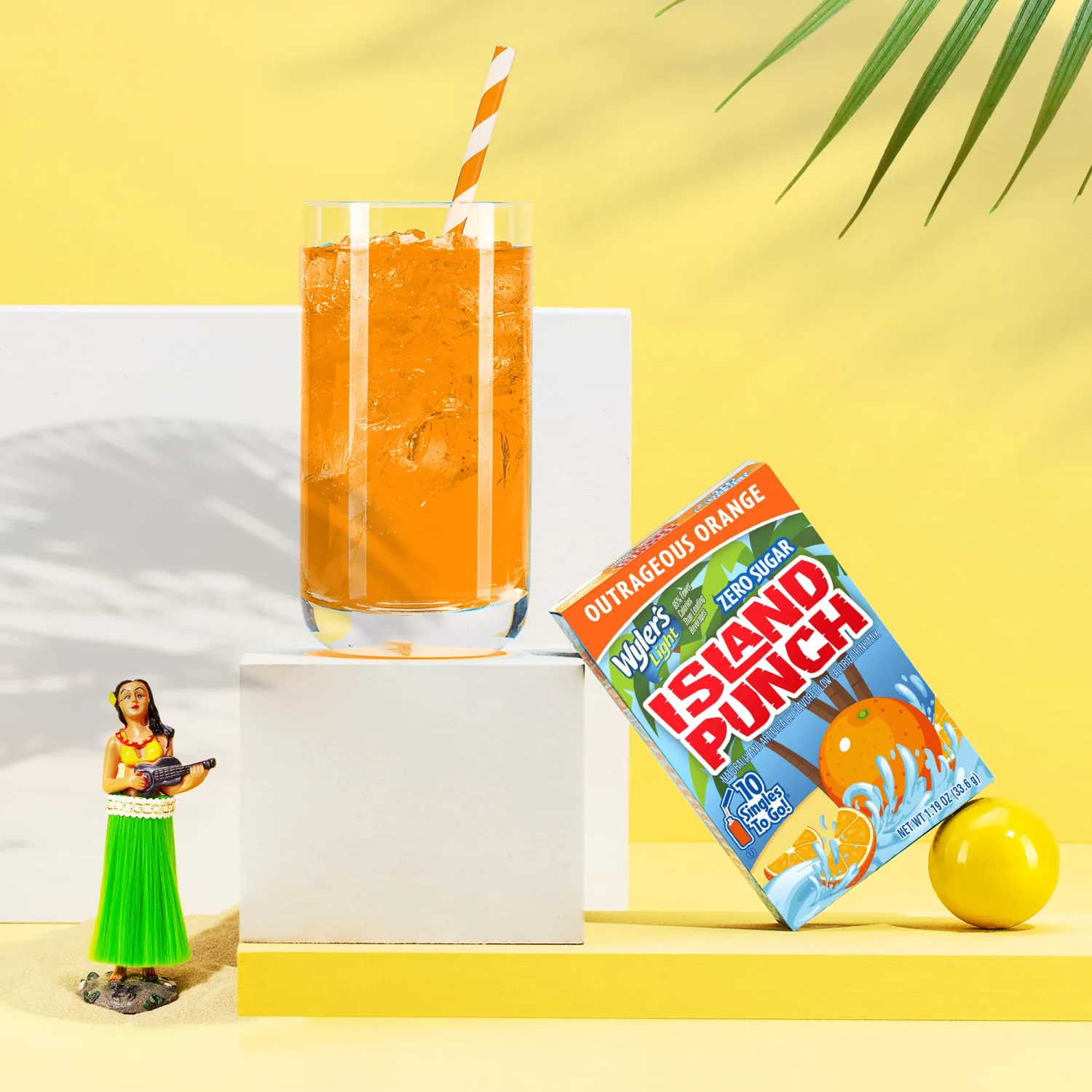 Wyler's Light Island Punch Singles To Go, Water Drink Mix, Outrageous Orange, 10 Count, Pack Of 12 (120 Single Servings)