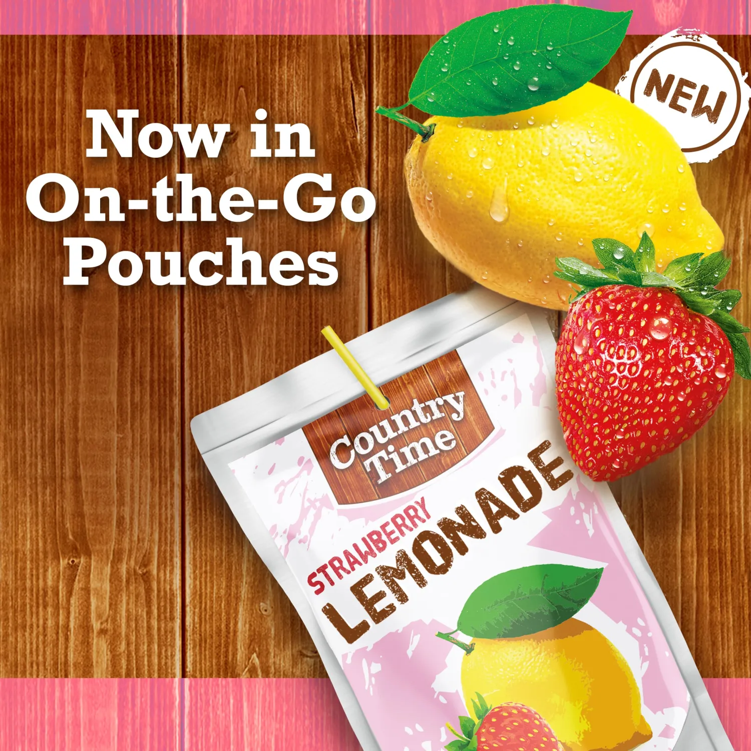 Country Time Strawberry Lemonade Ready to Drink Flavored Drink Pouches, 40 ct Pack, 4 Boxes of 10 Drink Pouches
