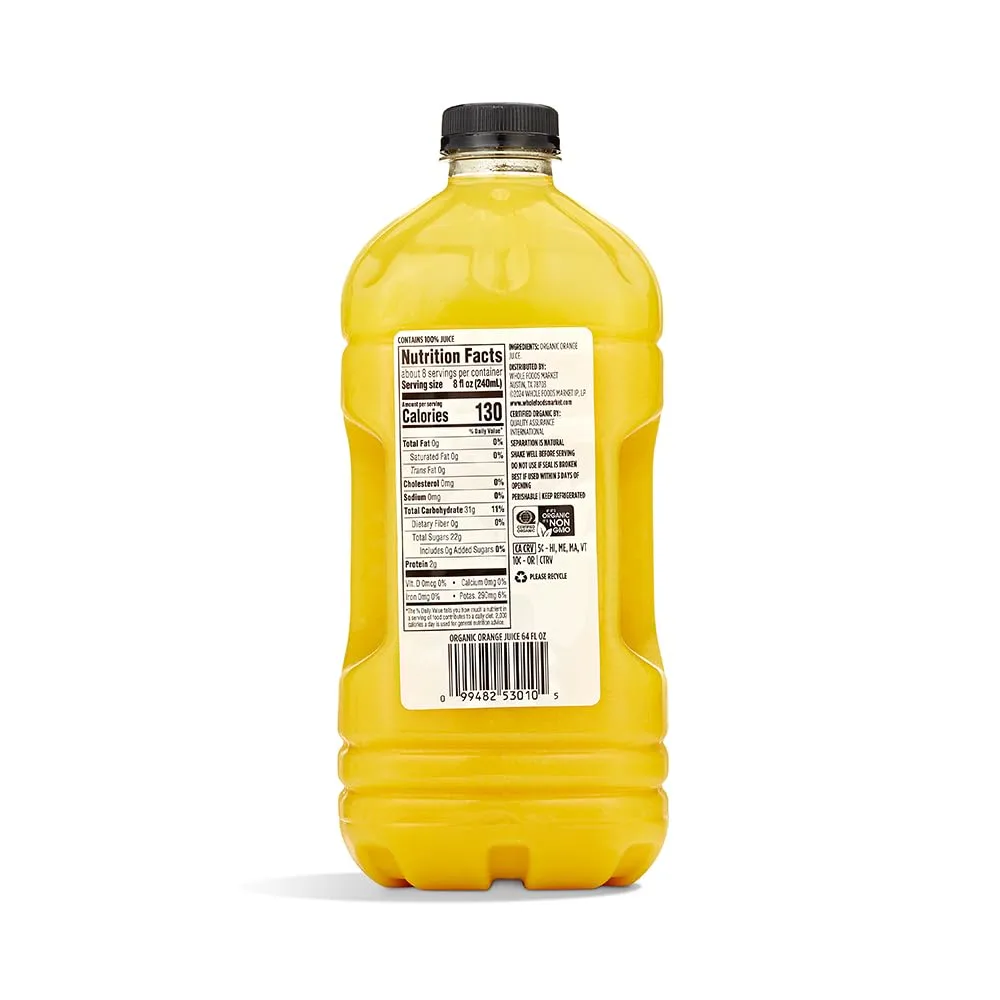 WHOLE FOODS MARKET Organic Orange Juice, 64 FZ