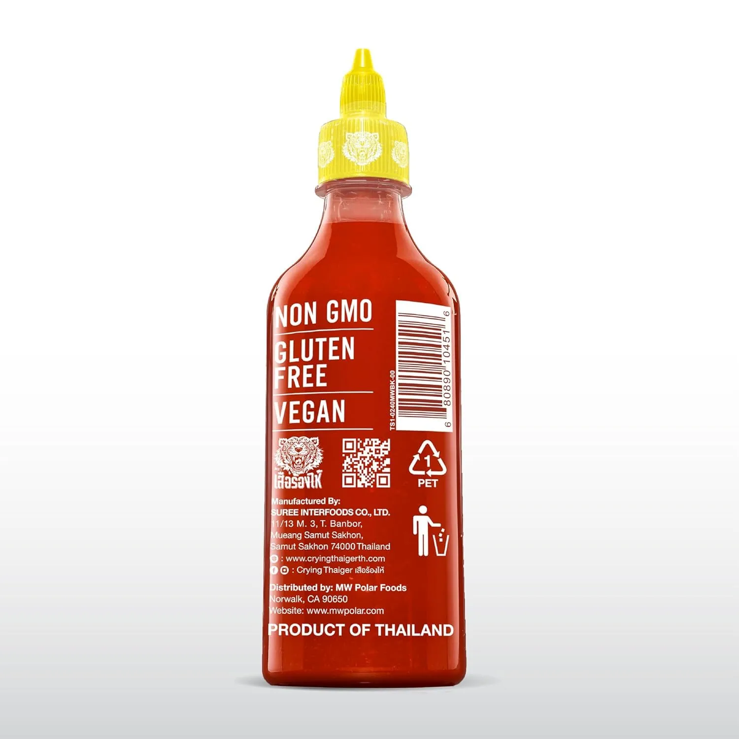 Crying Thaiger 17oz Sriracha Chili Sauce - Classic Thai Hot Sauce, Vegan, Gluten-Free, Non-GMO – Made in Thailand (Pack of 1)