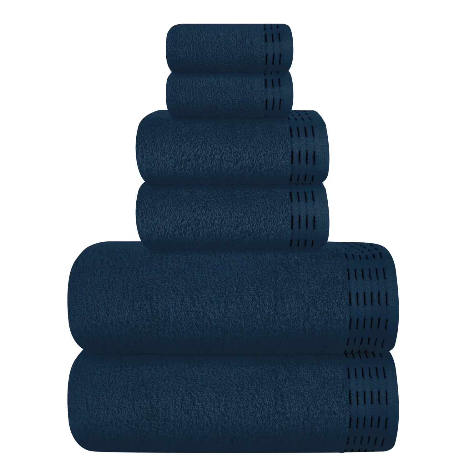 Ultra Soft 6 Pack Cotton Towel Set, Contains 2 Bath Towels 28x55 inch, 2 Hand Towels 16x24 inch & 2 Wash Coths 12x12 inch, Ideal Everyday use, Compact & Lightweight - Mineral Blue