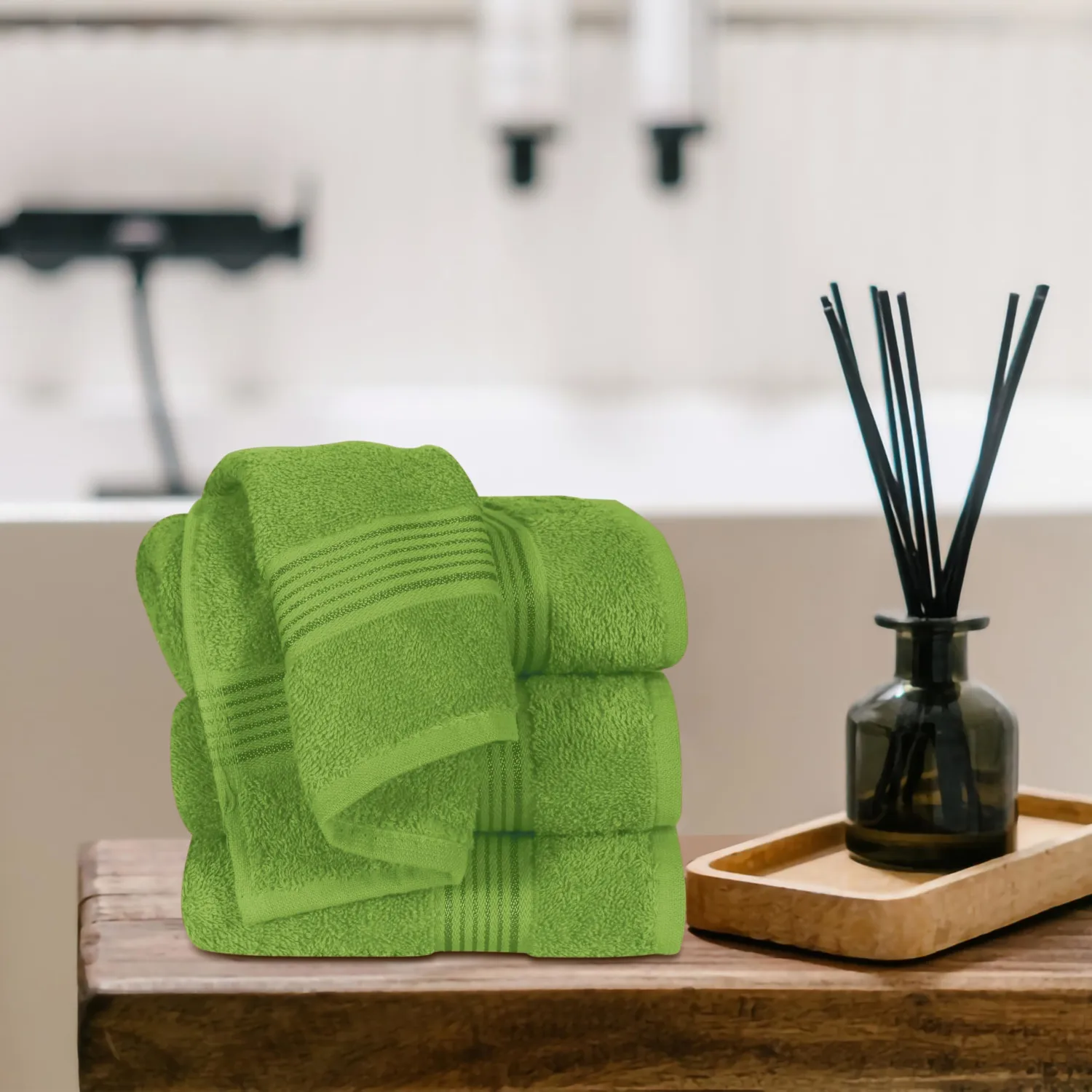 Belizzi Home Ultra Soft Cotton 6 -Piece Hand Towel Set 16x24, Ideal for use in Bathroom, Kitchen, Gym, Spa - Compact, Eco-Friendly, Lightweight - Multi Purpose Hand Towels - Kiwi Green