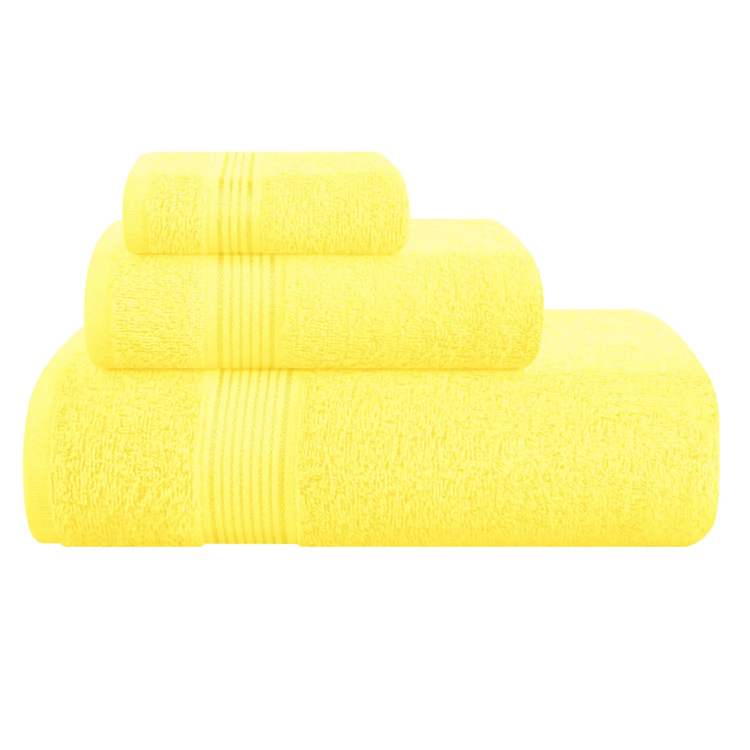 Belizzi Home Ultra Soft 3 Pack Cotton Towel Set, Contains a Bath Towel 28x55 inch, a Hand Towel 16x24 inch & a Wash Coth 12x12 inch, Ideal Everyday use, Compact & Lightweight - Lime Yellow