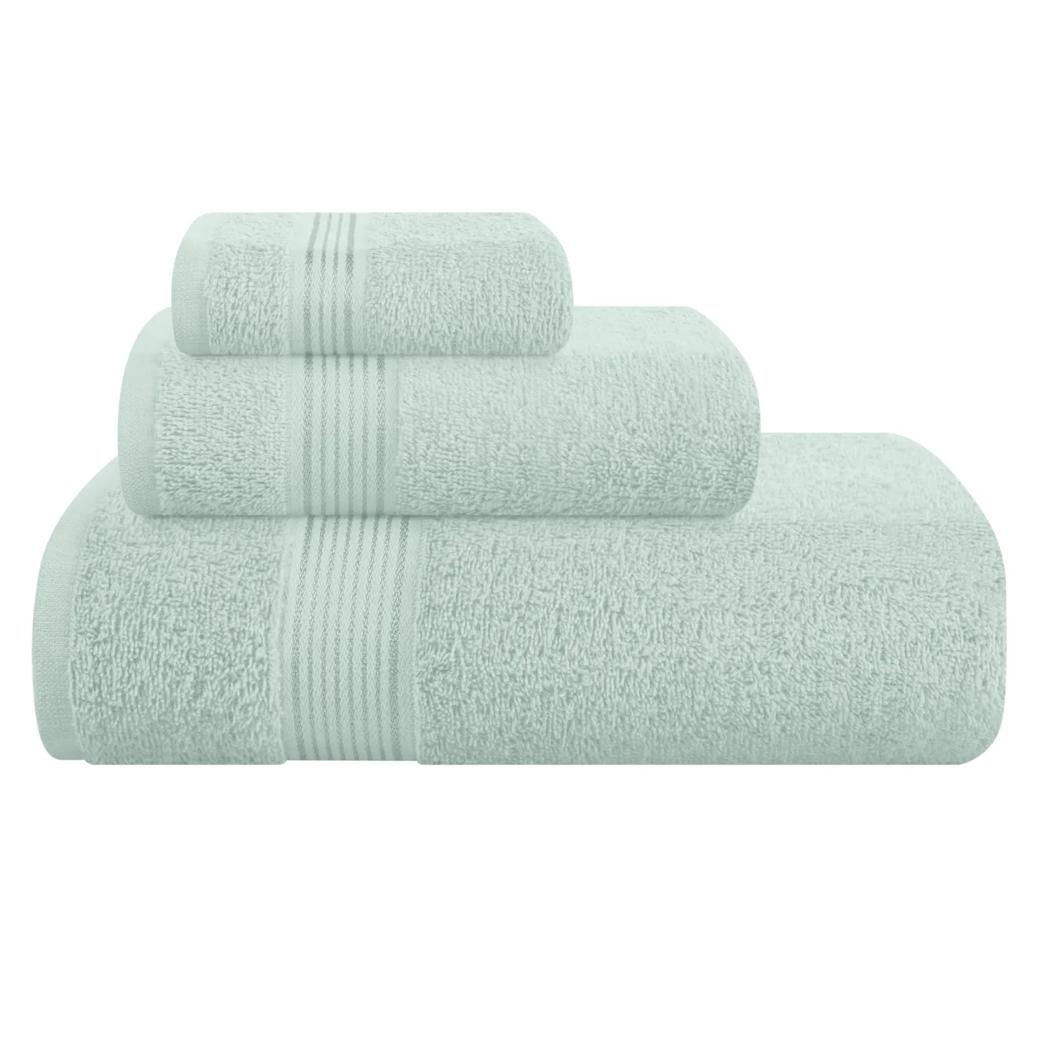 Belizzi Home Ultra Soft 3 Pack Cotton Towel Set, Contains a Bath Towel 28x55 inch, a Hand Towel 16x24 inch & a Wash Coth 12x12 inch, Ideal Everyday use, Compact & Lightweight - Sea Green