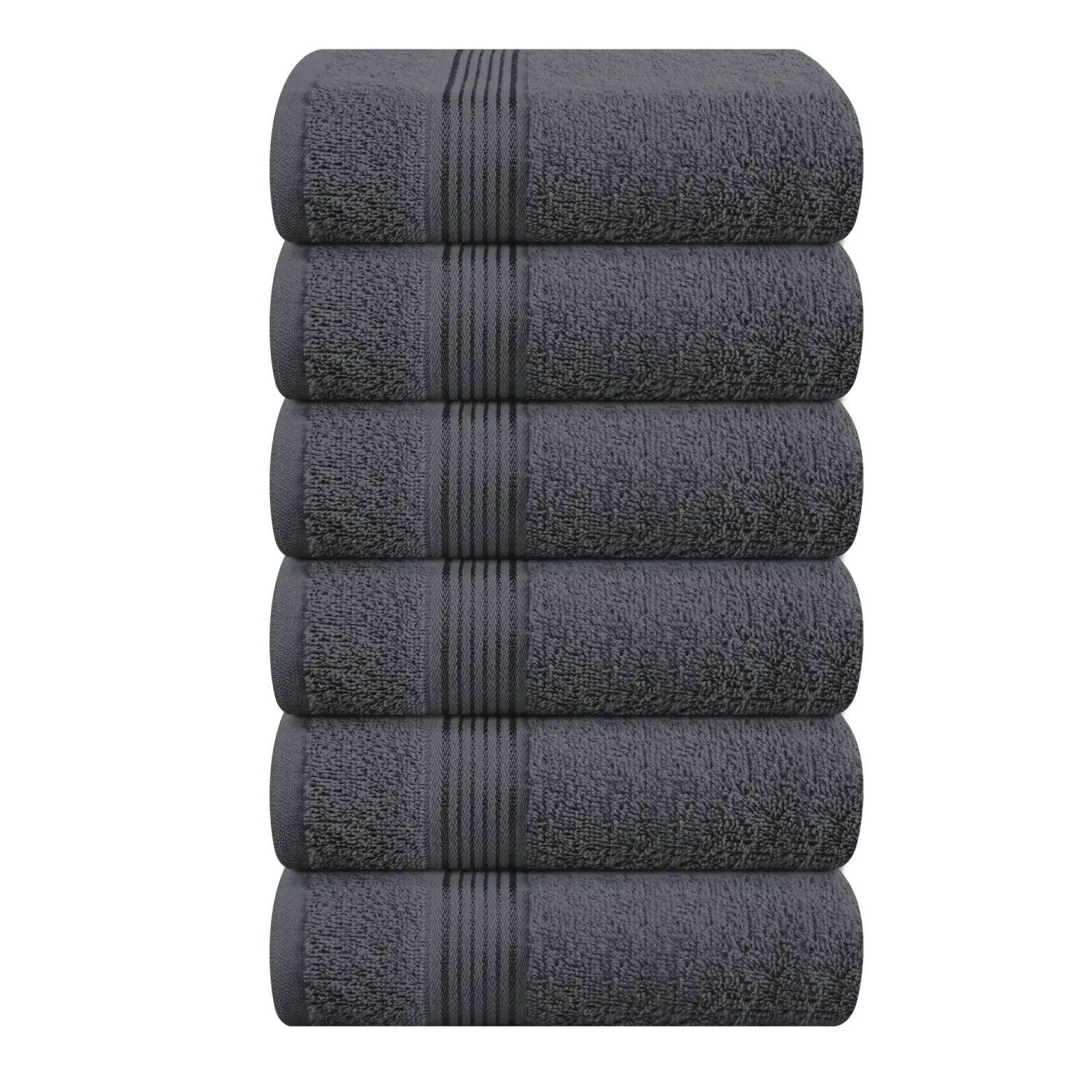 Belizzi Home Ultra Soft Cotton 6 -Piece Hand Towel Set 16x24, Ideal for use in Bathroom, Kitchen, Gym, Spa - Compact, Eco-Friendly, Lightweight - Multi Purpose Hand Towels - Charcoal Grey