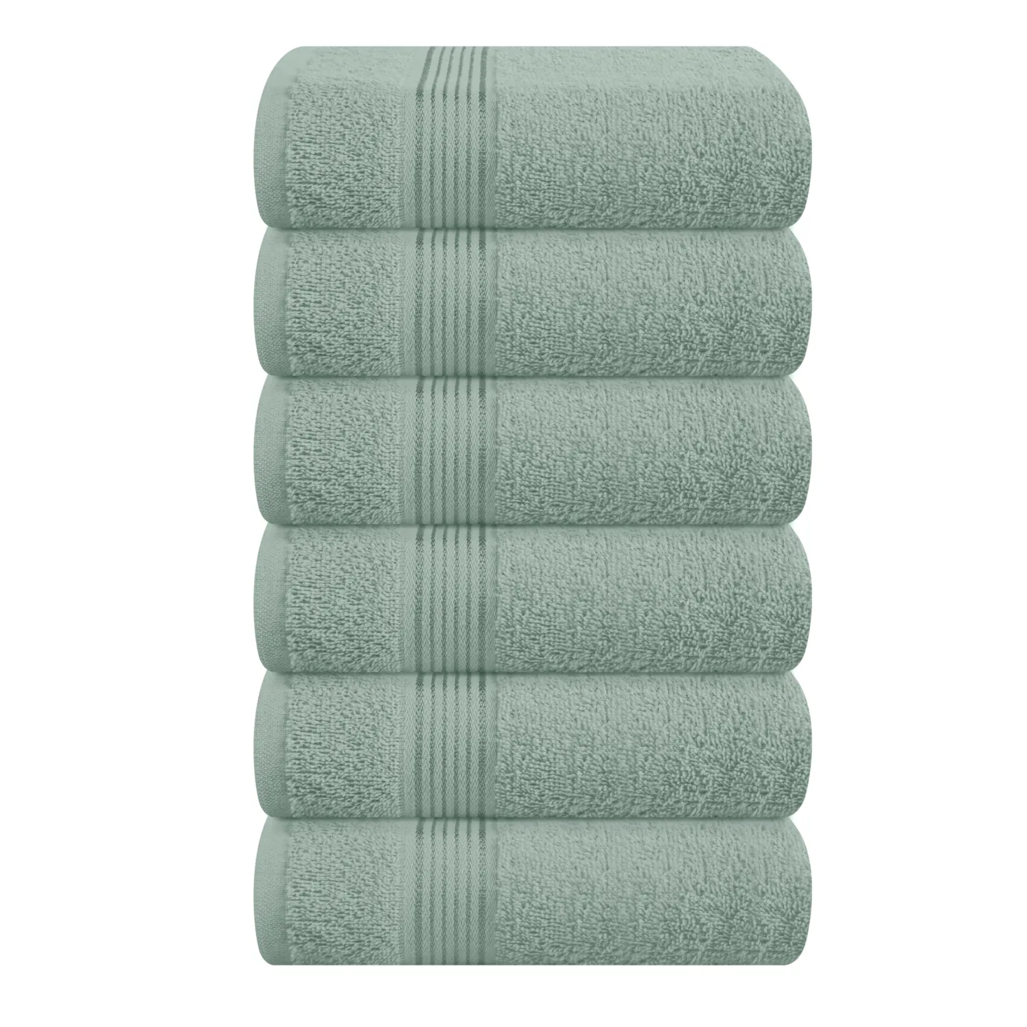 Belizzi Home Ultra Soft Cotton 6 -Piece Hand Towel Set 16x24, Ideal for use in Bathroom, Kitchen, Gym, Spa - Compact, Eco-Friendly, Lightweight - Multi Purpose Hand Towels - Jade