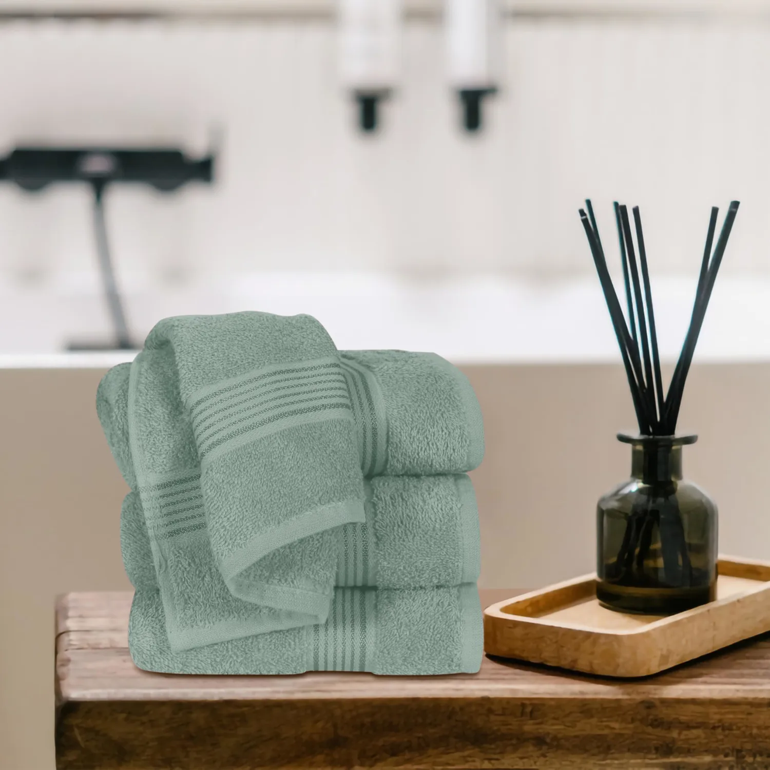 Belizzi Home Ultra Soft Cotton 6 -Piece Hand Towel Set 16x24, Ideal for use in Bathroom, Kitchen, Gym, Spa - Compact, Eco-Friendly, Lightweight - Multi Purpose Hand Towels - Jade