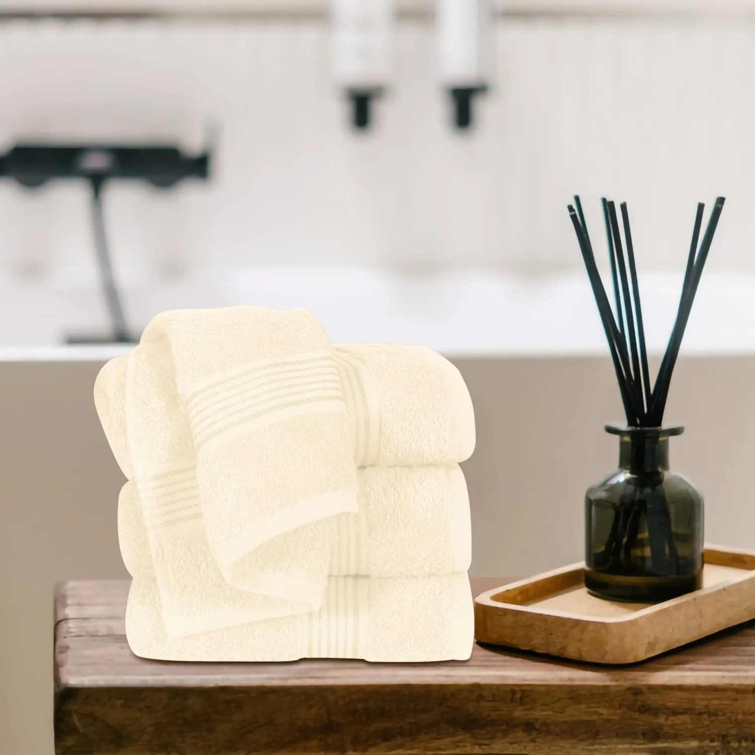 Belizzi Home Ultra Soft Cotton 6 -Piece Hand Towel Set 16x24, Ideal for use in Bathroom, Kitchen, Gym, Spa - Compact, Eco-Friendly, Lightweight - Multi Purpose Hand Towels - Ivory