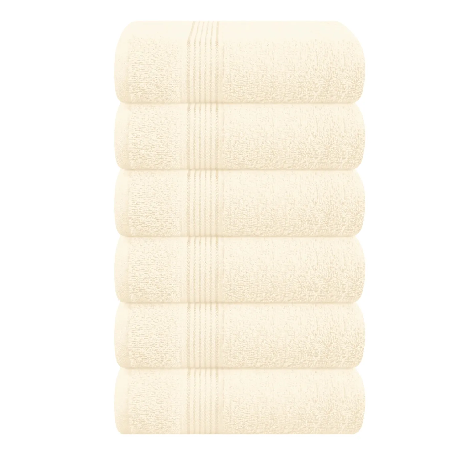 Belizzi Home Ultra Soft Cotton 6 -Piece Hand Towel Set 16x24, Ideal for use in Bathroom, Kitchen, Gym, Spa - Compact, Eco-Friendly, Lightweight - Multi Purpose Hand Towels - Ivory