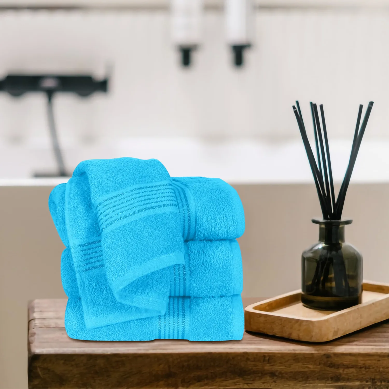 Belizzi Home Ultra Soft Cotton 6 -Piece Hand Towel Set 16x24, Ideal for use in Bathroom, Kitchen, Gym, Spa - Compact, Eco-Friendly, Lightweight - Multi Purpose Hand Towels - Turquoise Blue