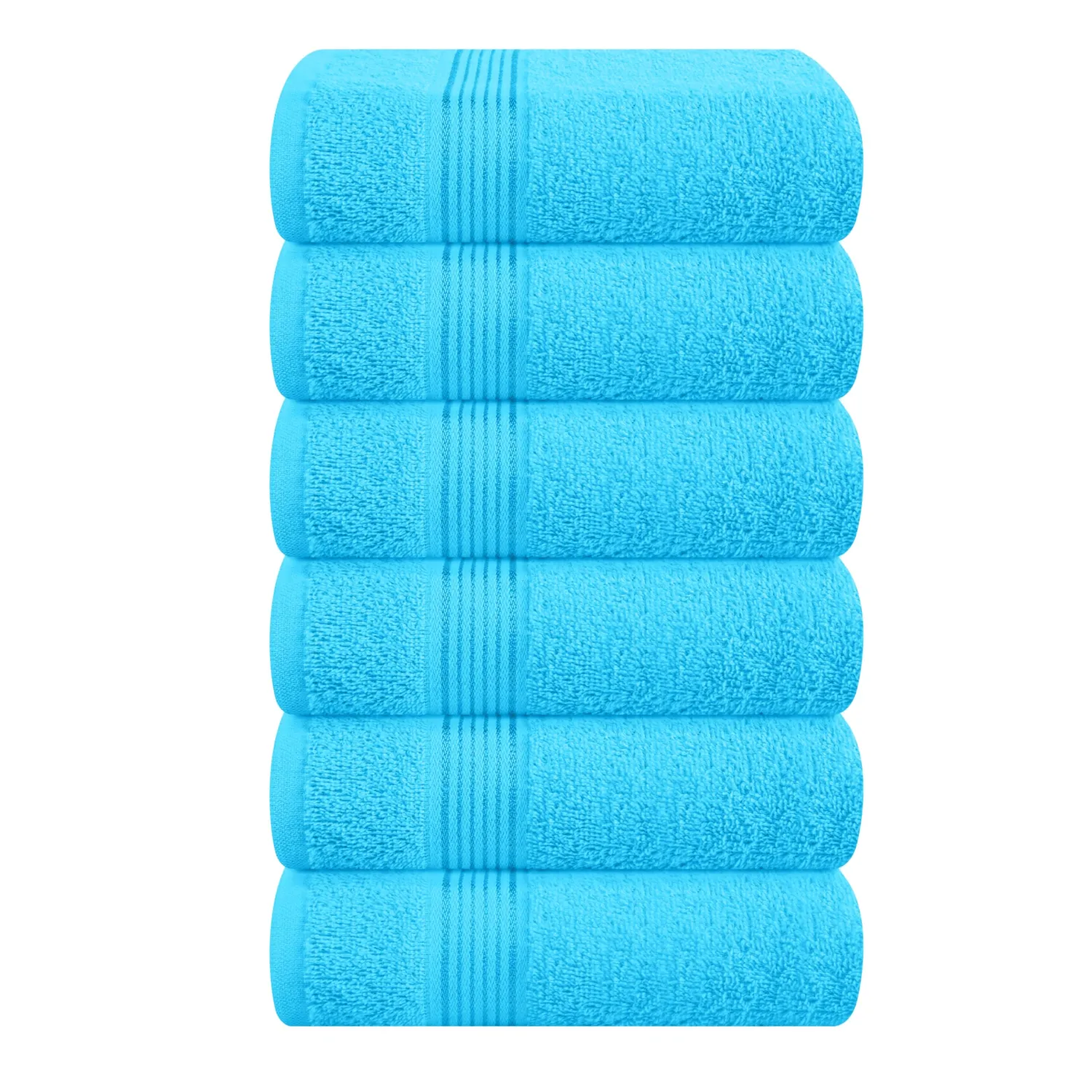 Belizzi Home Ultra Soft Cotton 6 -Piece Hand Towel Set 16x24, Ideal for use in Bathroom, Kitchen, Gym, Spa - Compact, Eco-Friendly, Lightweight - Multi Purpose Hand Towels - Turquoise Blue