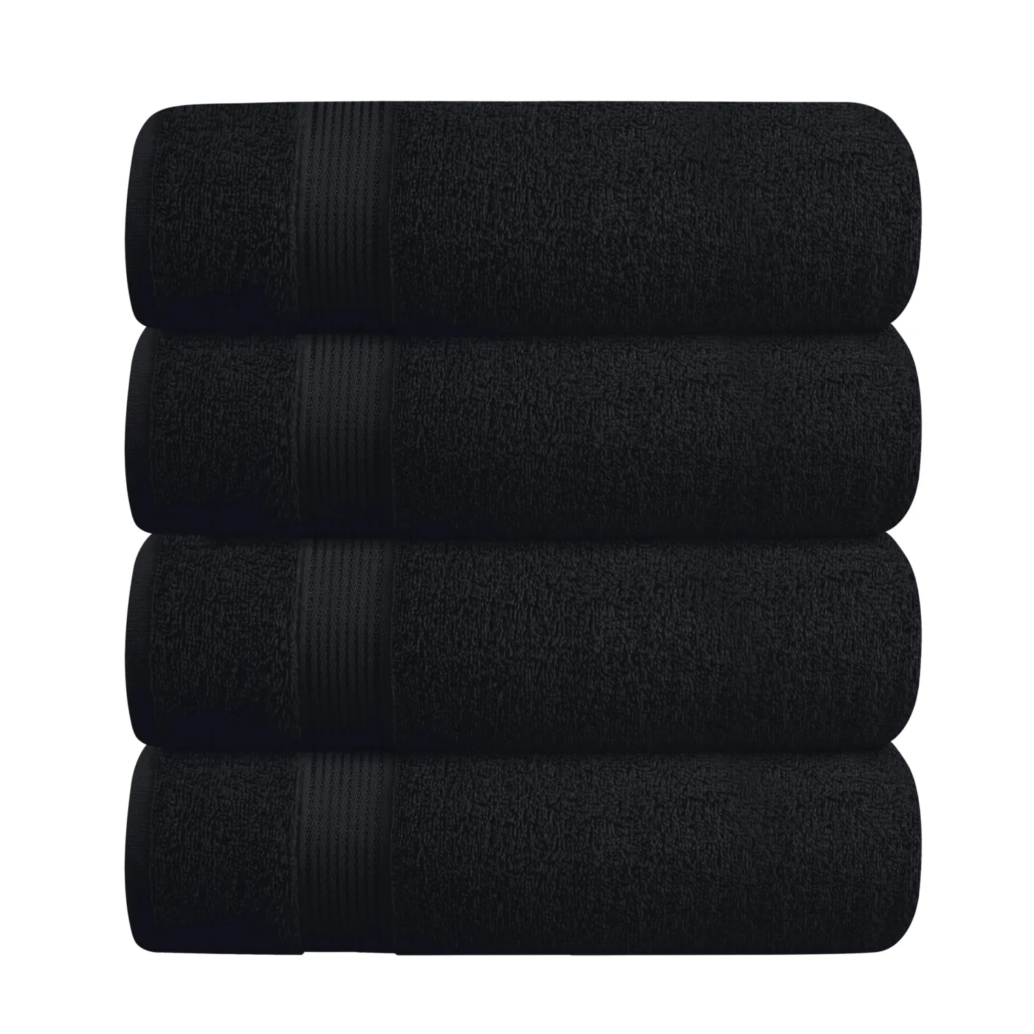 BELZZI Home Ultra Soft 4 Pack Oversized Bath Towel Set 27x54, Cotton Compact Bath Towels, Highly Absorbant Eco-Friendly Quickdry & Lightweight Towel, Ideal for Gym Travel Camp Pool - Black