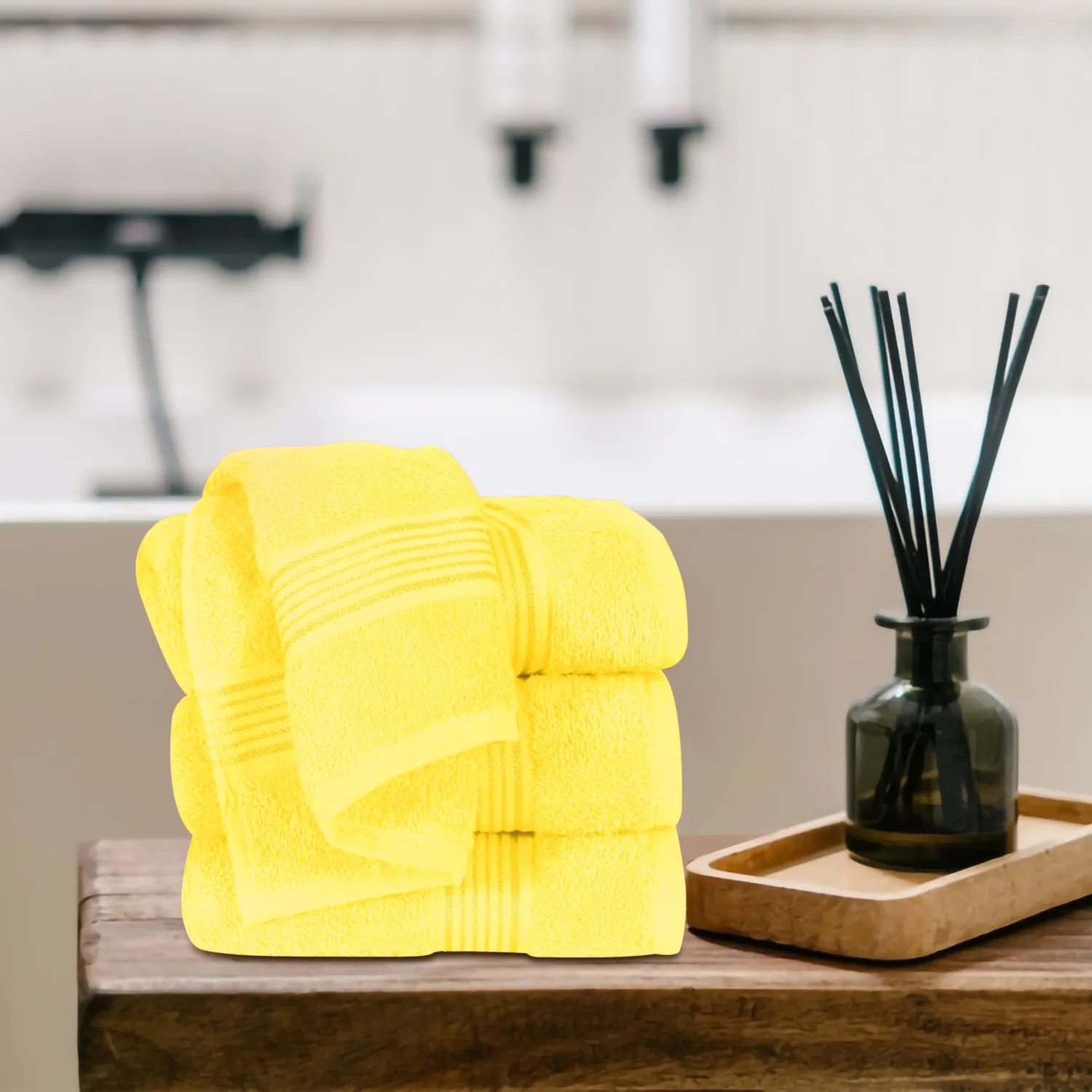 Belizzi Home Ultra Soft Cotton 6 -Piece Hand Towel Set 16x24, Ideal for use in Bathroom, Kitchen, Gym, Spa - Compact, Eco-Friendly, Lightweight - Multi Purpose Hand Towels - Lime Yellow